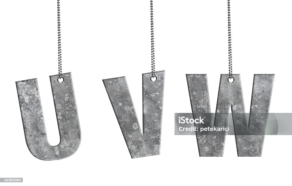 Hanging Iron Alphabet (Clipping Path) High resolution Iron a-z small and capital letter Alphabet.   Nameplate Stock Photo