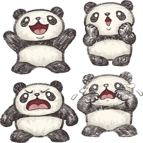 Vector illustration of Various feeling of Panda