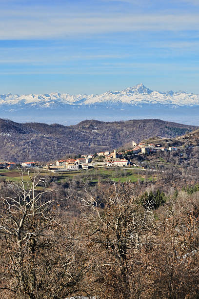 View of Scagnello in Piedmont, Italy stock photo