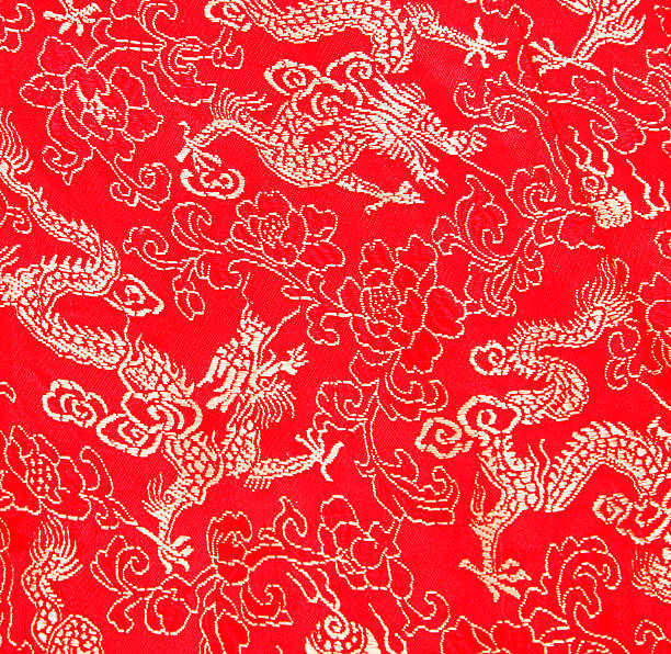 motif dragon asiatique - asian culture dragon textile symbol photos et images de collection