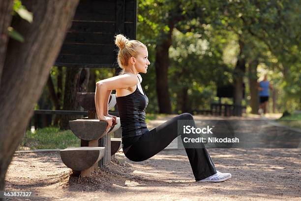 Beautiful Girl Training Pushups Stock Photo - Download Image Now - Active Lifestyle, Adult, Adults Only