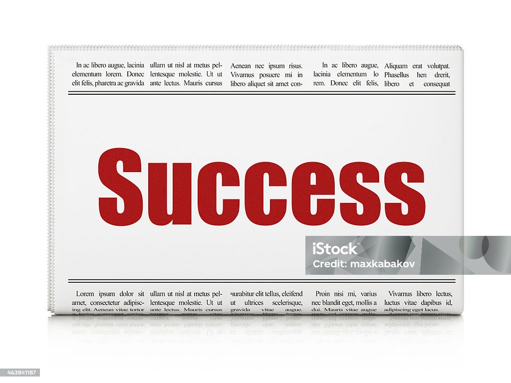 Finance concept: newspaper headline Success Finance concept: newspaper headline Success on White background, 3d render Achievement Stock Photo