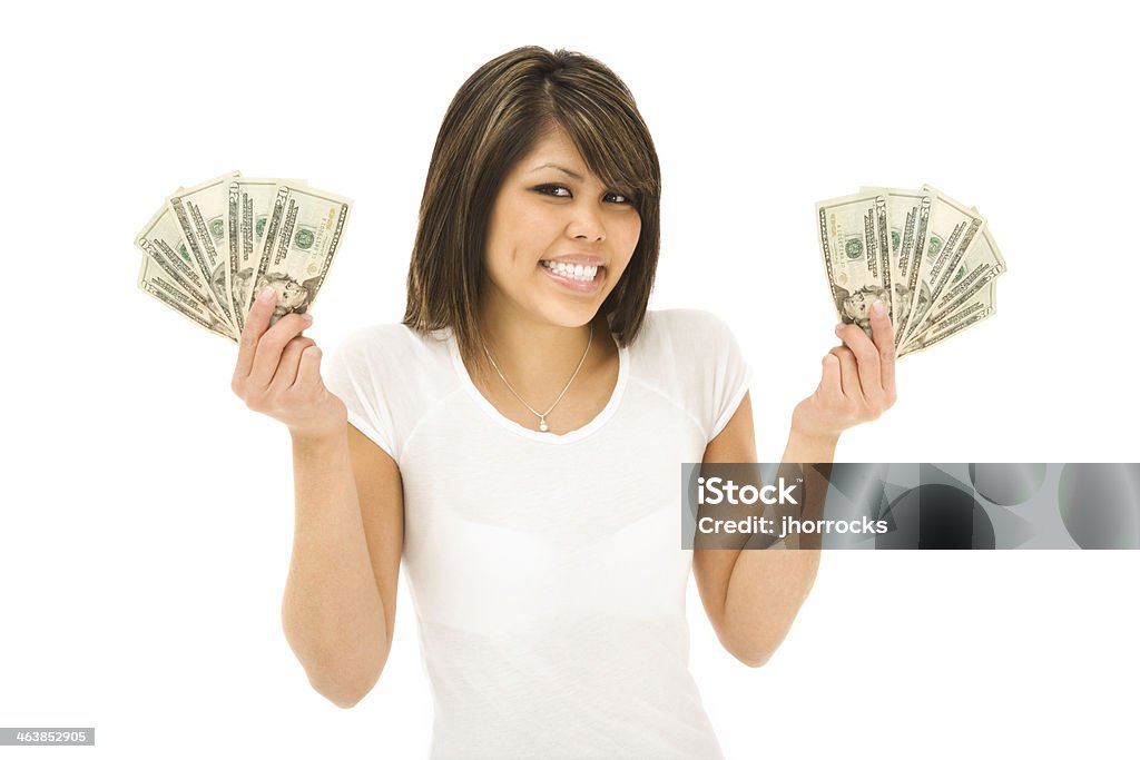 행복한 젊은 여자 쥠 돈을 - 로열티 프리 신남 스톡 사진
