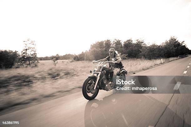 Motion Blur Biker On Countryside Stock Photo - Download Image Now - Motorcycle, Helicopter, Riding