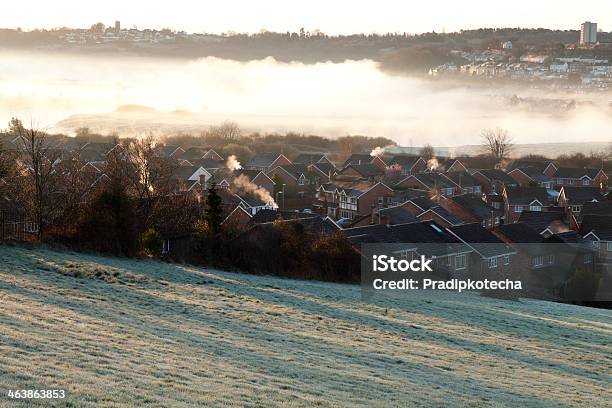 Housing Estate On A Foggy Day Stock Photo - Download Image Now - Beauty In Nature, Built Structure, Cloud - Sky
