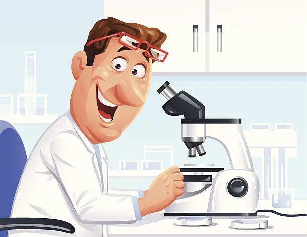 Vector illustration of Scientist With Microscope