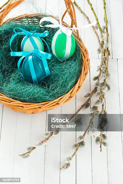 Easter Basket Stock Photo - Download Image Now - Basket, Blossom, Blue