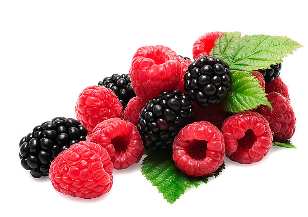 composición de la blackberry y frambuesas - blackberry fotografías e imágenes de stock
