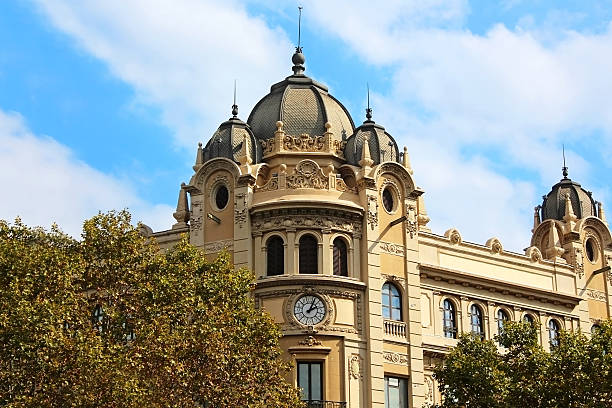 istock Old building with clock and triple dome, Barcelona, Spain 463890785