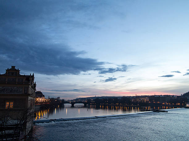 Prague panorama with Strahov Monastery and St Nicholas Cathedral at sunset – Czech Republic
