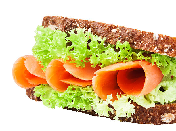 Salmon sandwich with fresh salad