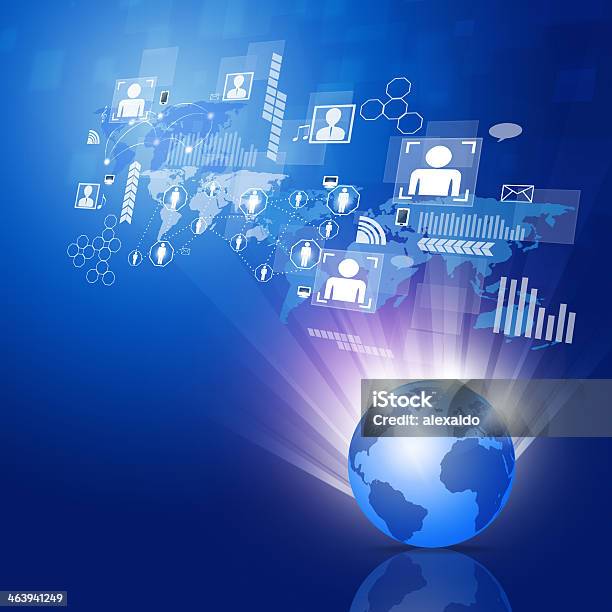 Global Business Network Background Stock Illustration - Download Image Now - Abstract, Arts Culture and Entertainment, Blue