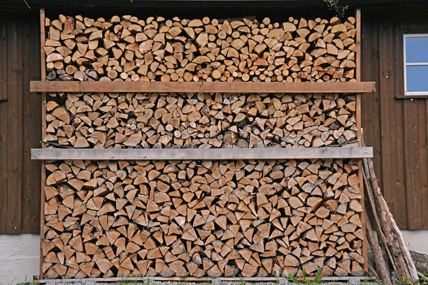Background with stacked firewood