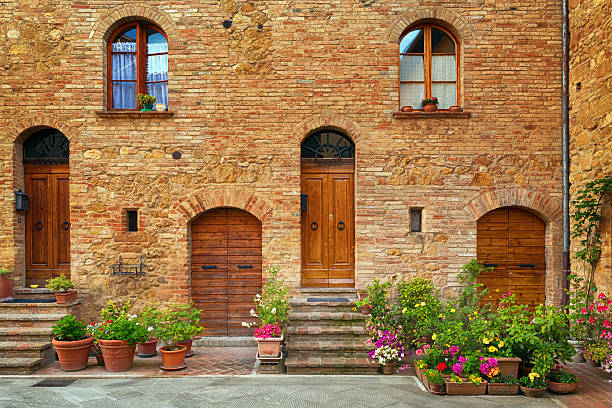 Street in a tuscan village. Location: Pienza, Tuscany, Italy