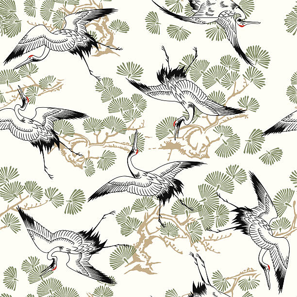 ilustrações, clipart, desenhos animados e ícones de grou japonês - beauty in nature birds nature backgrounds wild animals