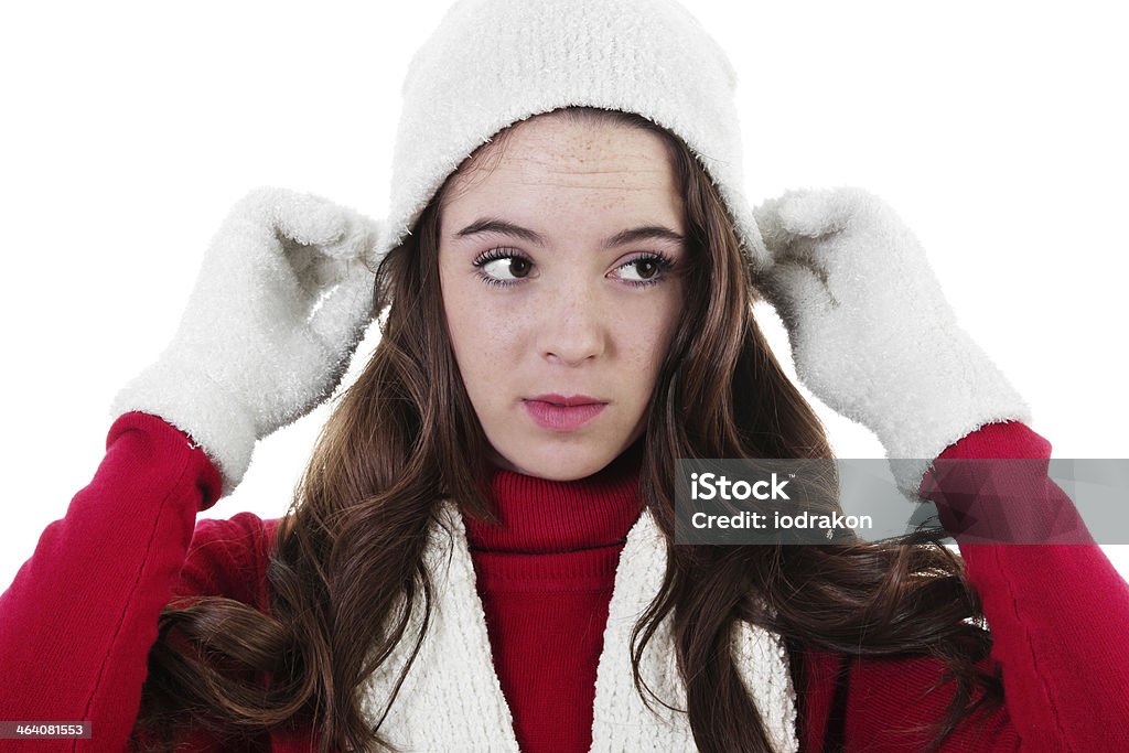 Winter Stock image of brunette teen wearing winter clothing Adult Stock Photo