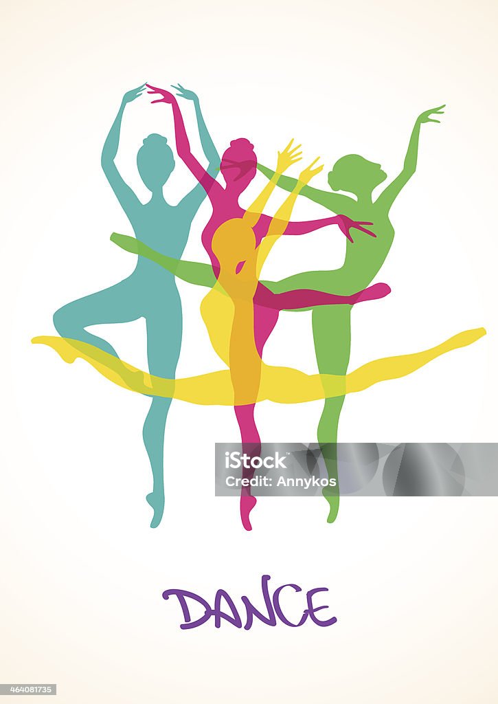 Illustration with ballet dancers Illustration with colorful silhouettes of ballet dancers Actress stock vector