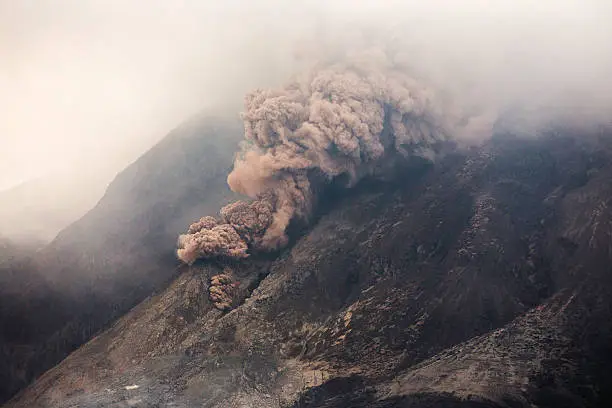 Sinabung volcano is located in North-Sumatra, Indonesia.