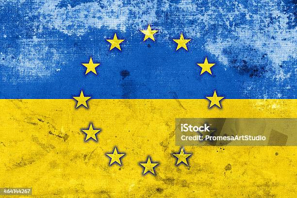 Grunge Eu And Ukraine Flag Stock Photo - Download Image Now - Assistance, Blue, Brussels-Capital Region