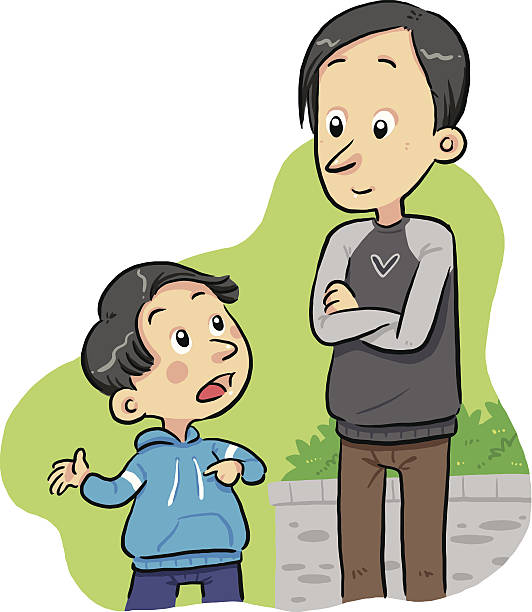 Cartoon Image Of A Boy Asking A Question To His Father Stock Illustration -  Download Image Now - iStock