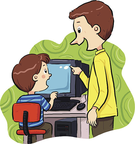 90+ Son Teaching Dad Computer Stock Illustrations, Royalty-Free Vector ...