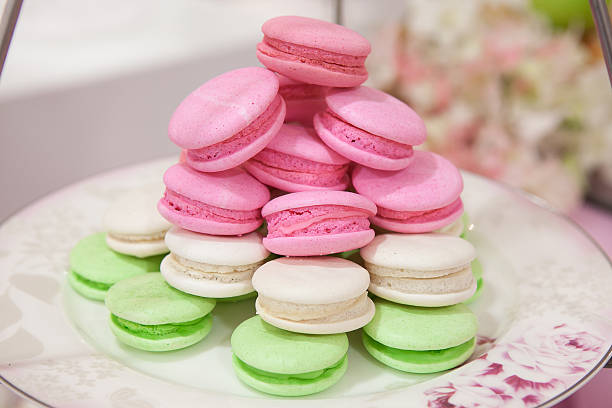 istock Colorful French macarons on plate. 464156385