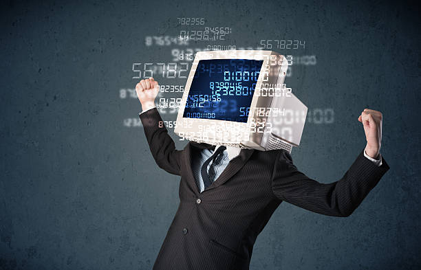 istock Human cyber monitor pc calculating computer data concept 464160839
