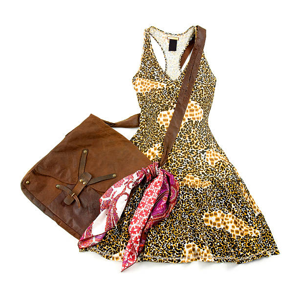 leopard pattern tank dress still life fashion composition - leopard tank 個照片及圖片檔