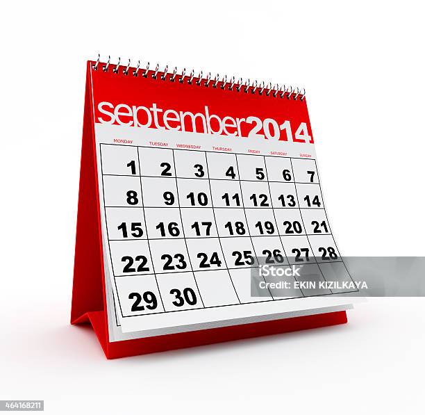 De Setembro De 2014 Calendário - Fotografias de stock e mais imagens de 2014 - 2014, Ano novo, Branco