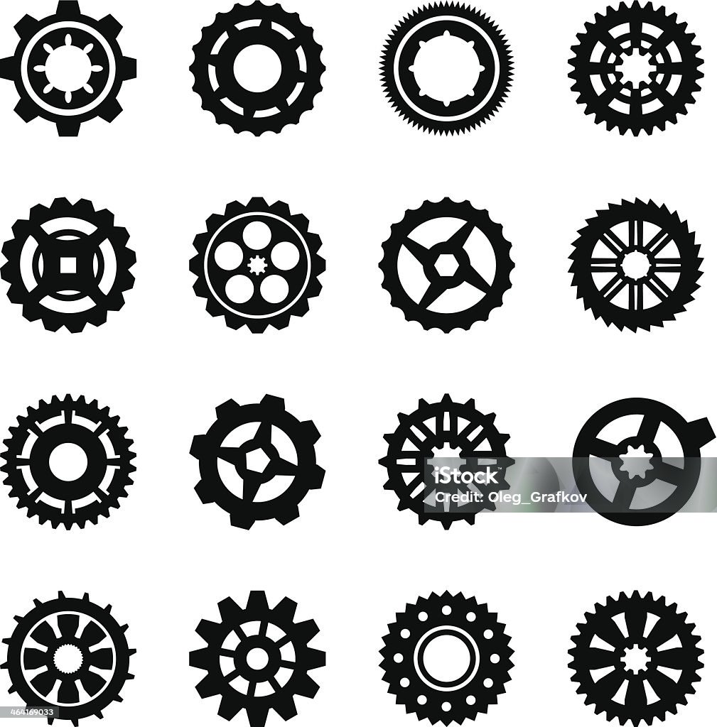 A Variety Of Black And White Gears Stock Illustration - Download Image