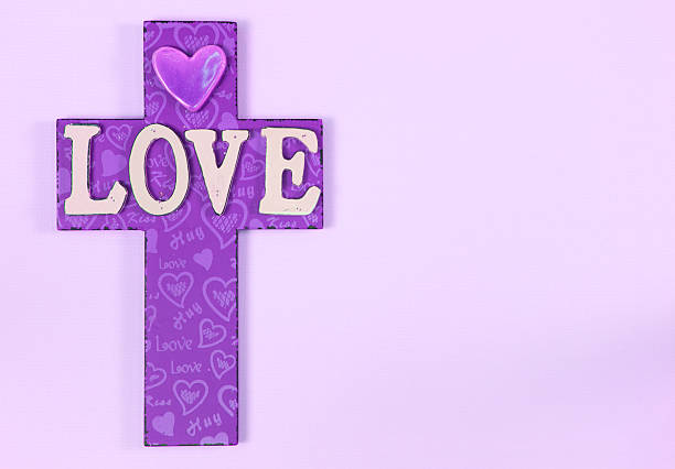 istock Purple LOVE Cross on Paper 464172677