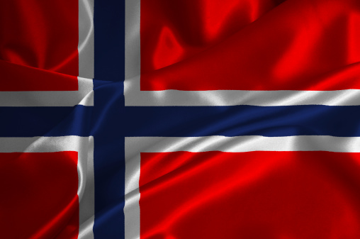 Norway flag on satin texture.