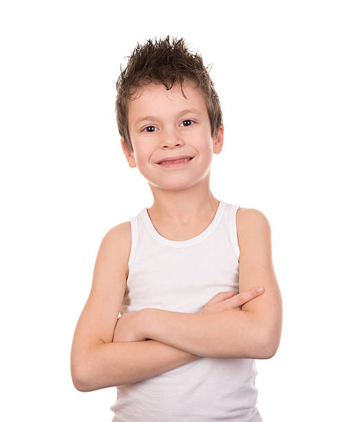 istock wet hair boy with emotion on white 464194715