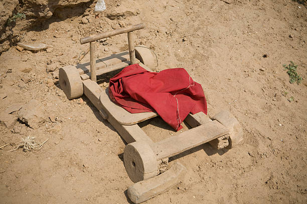 istock Wooden cart on the ground 464197147