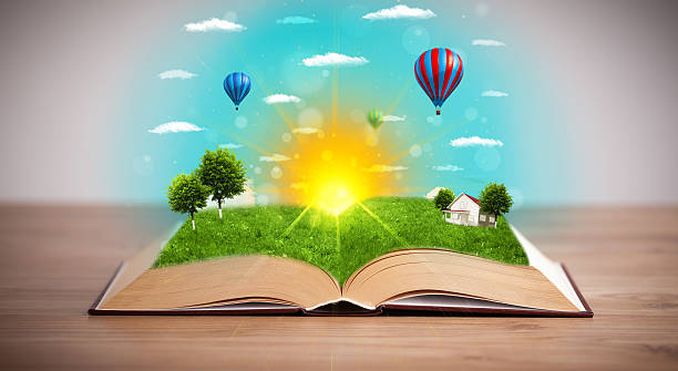 istock Open book with green nature world 464198011