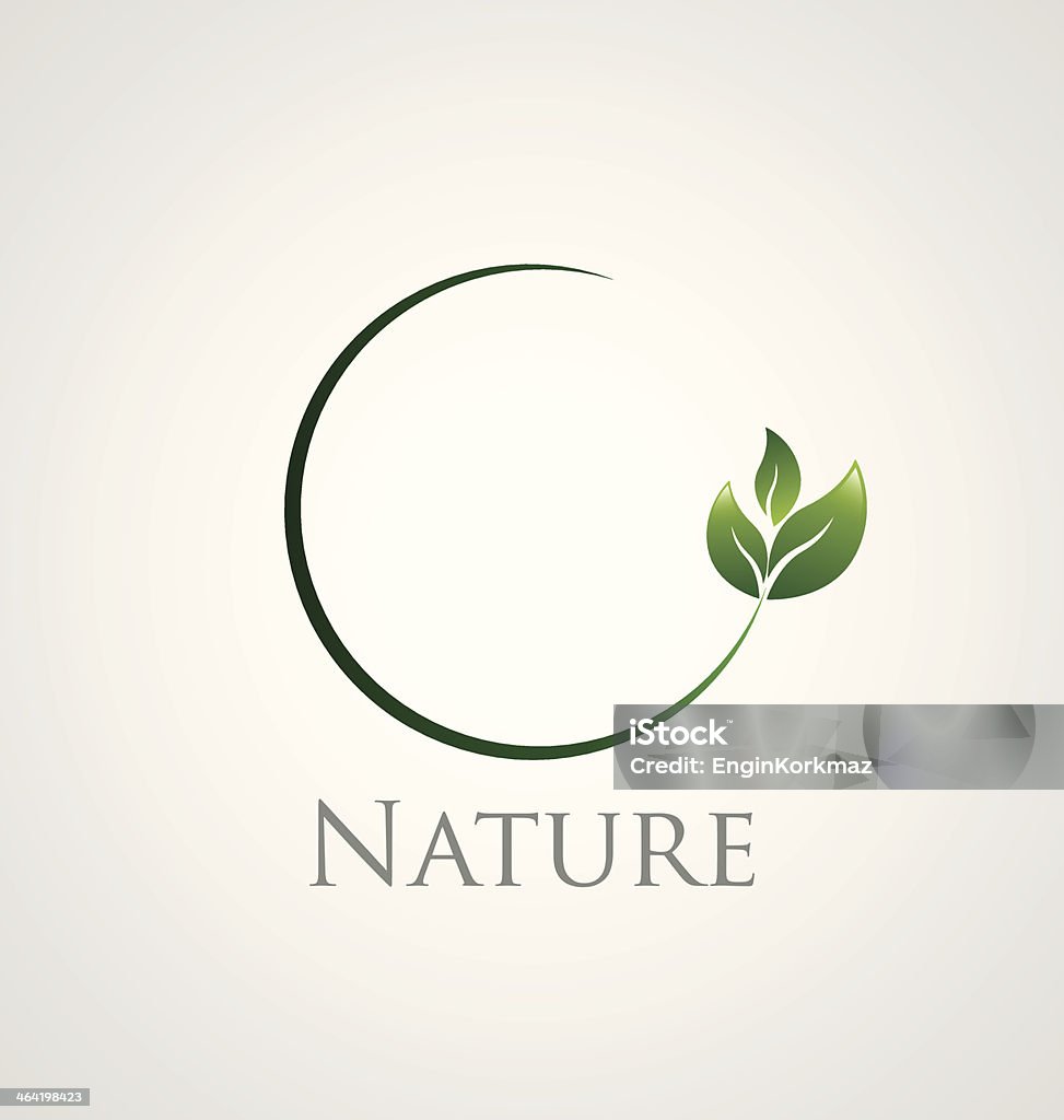 Nature icon Abstract nature icon with green leaves on a circle branch Leaf stock vector