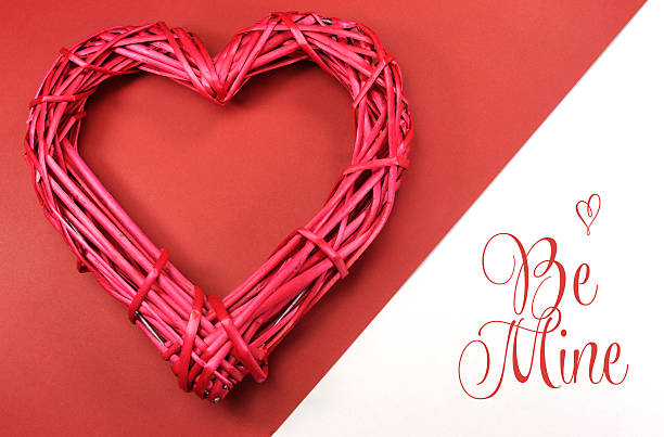 istock Pink red rattan cane love heart 464201019