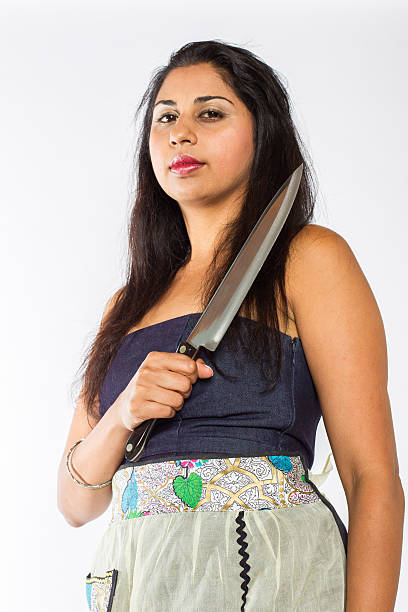 istock Indian Woman with Knife 464201127