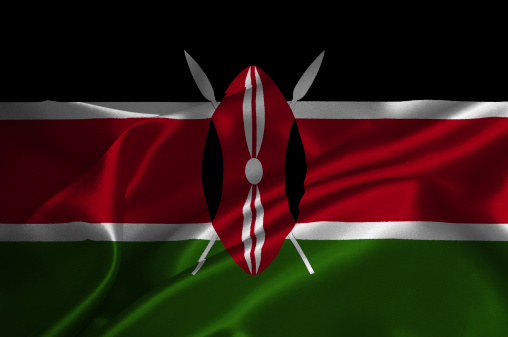 Kenya flag on satin texture.