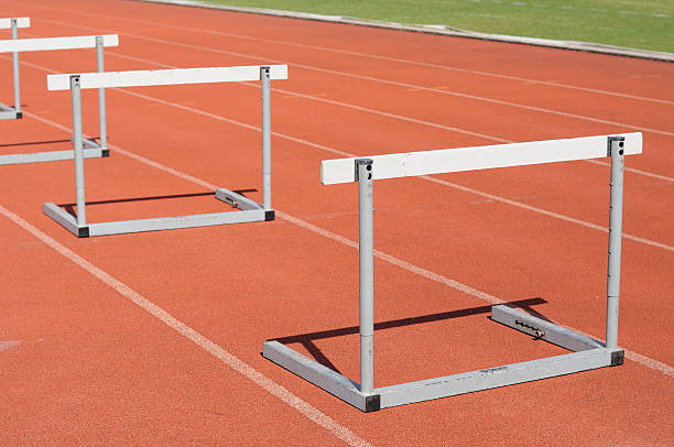 istock Many hurdle races on race tracks 464205909