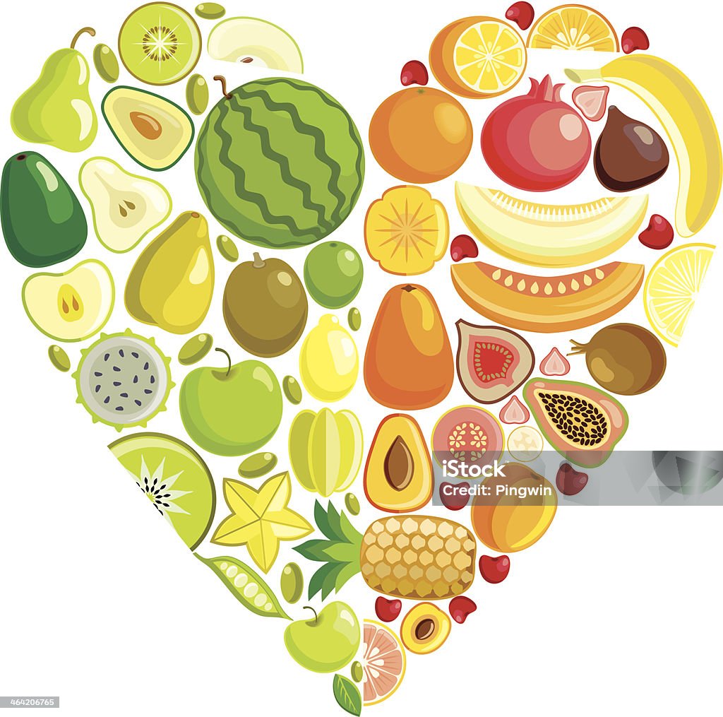 Corazón de frutas - arte vectorial de Fresa libre de derechos