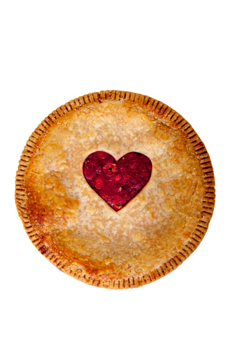 Homemade Cherry Pie with a heart cut out in the crust