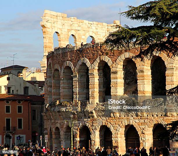 Photo Of Arena Of Verona Building In Italy Stock Photo - Download Image Now - Amphitheater, Architecture, Blue