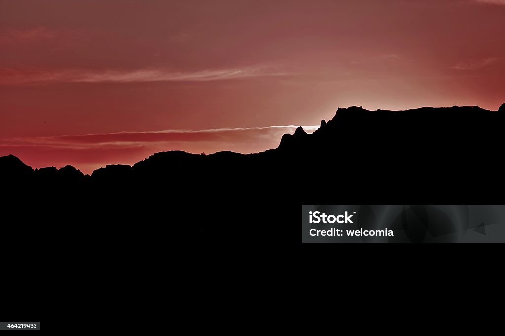 Landscape Silhouette Landscape Silhouette at Sunset. Badlands South Dakota, USA. Arranging Stock Photo