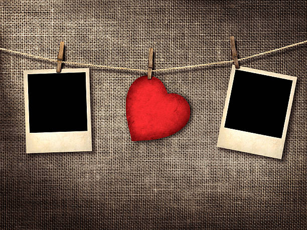 istock Old style photo and Valentine card heart shaped 464219573