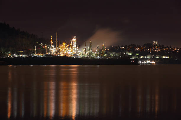 istock Burrard Inlet Refinery Night, British Columbia 464219625