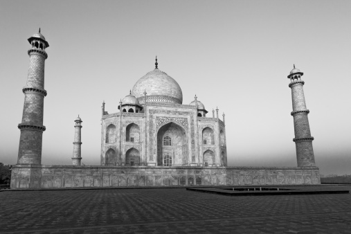 View to the Taj Mahal Complex Buildings in Agra, Uttar Pradesh, India