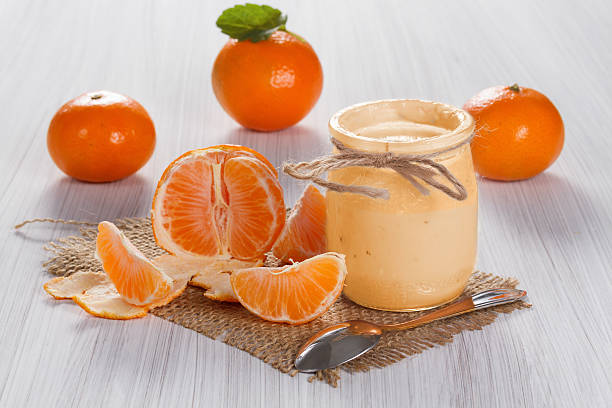istock Mandarin yogurt with fresh tangerines 464221521