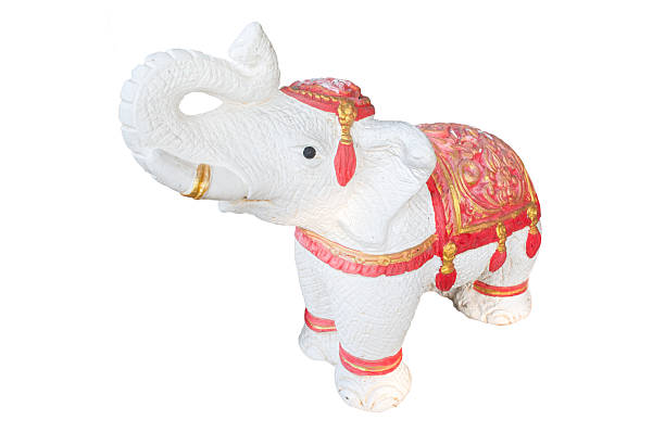 istock White elephant sculpture with red cloth 464222295