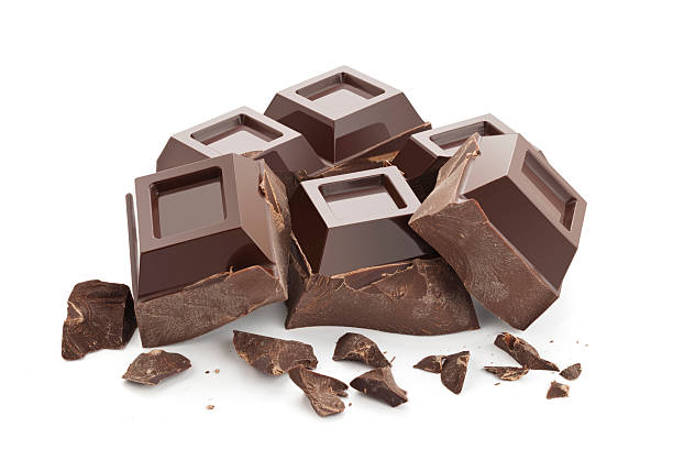 istock A pile of broken dark chocolate chunks on white background 464225775